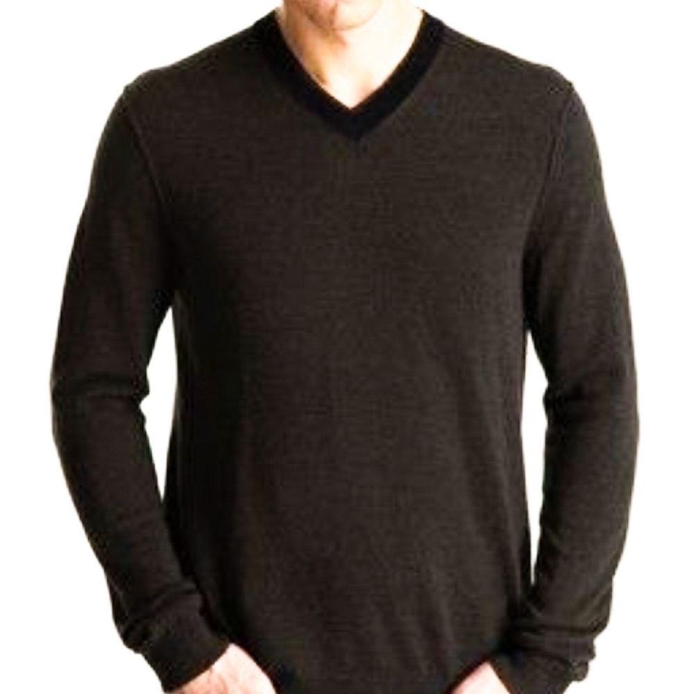 Vince Classic Contrast Double V-neck Sweater L